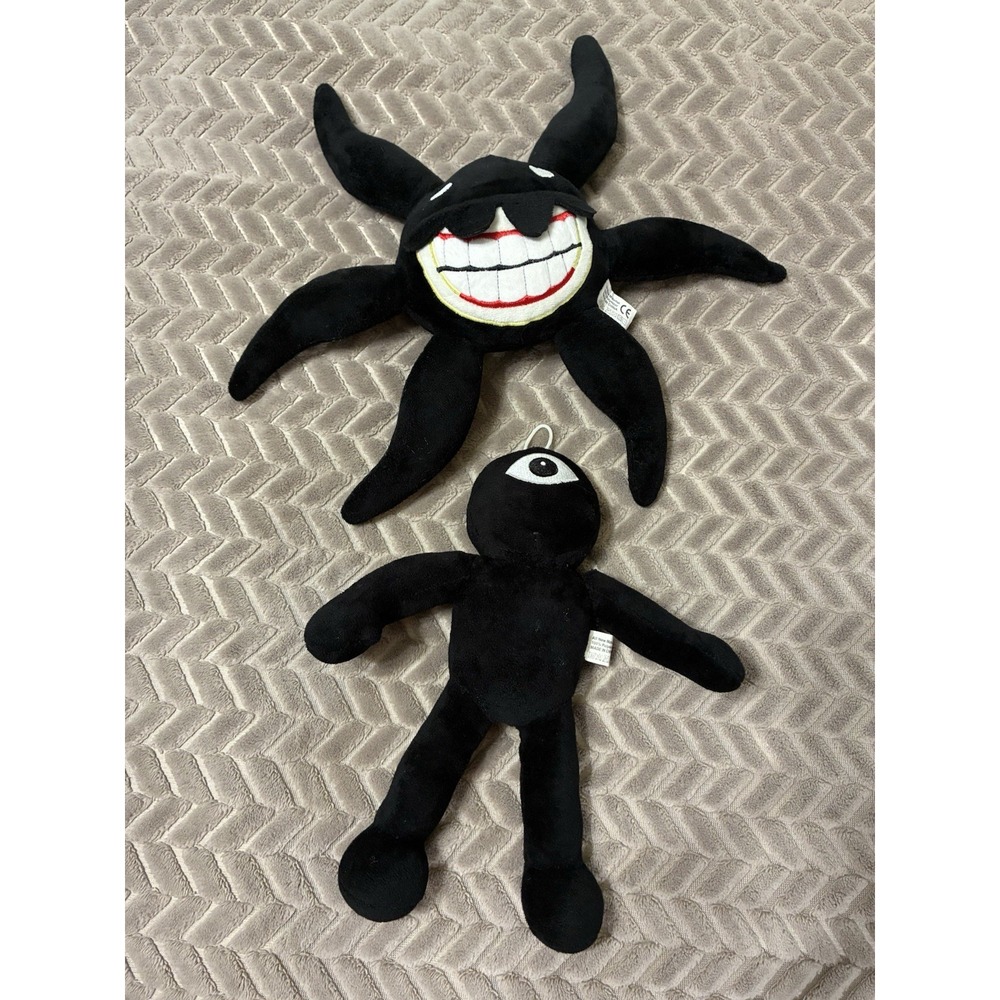 Screech & Seek Black Horror Plush Stuffed Animal Lot Of 2 Roblox Doors Creepy
